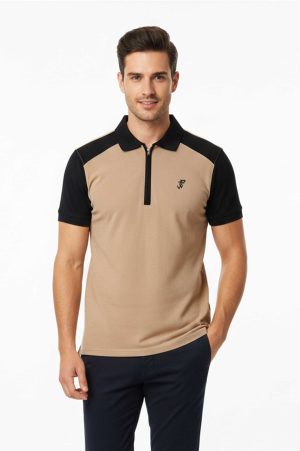 Jay Cee Men's Contrast Zipper Polo Shirt