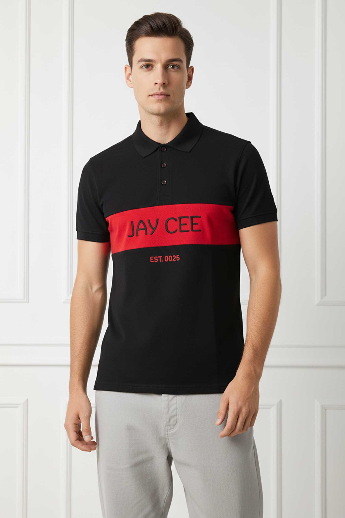 Jay Cee Men's Contrast Embroidered Polo Shirt